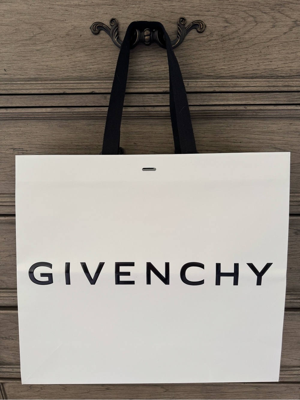 Givenchy White Shopping Bag Tote with Black Logo and Handles Large